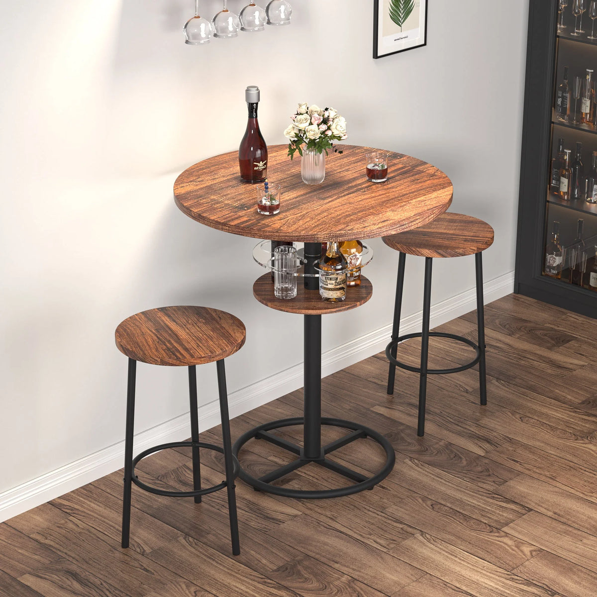 Round Bar Table with Wine Rack R670