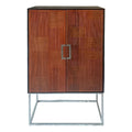 2-door Modern Wood Bar Cabinet Wine Storage in Walnut and Black E636953