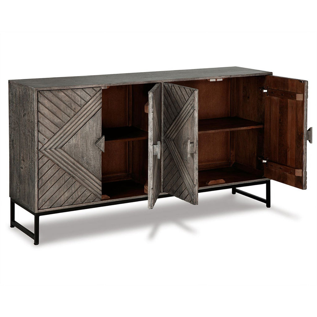 Distressed Gray Wood Accent Cabinet D3885