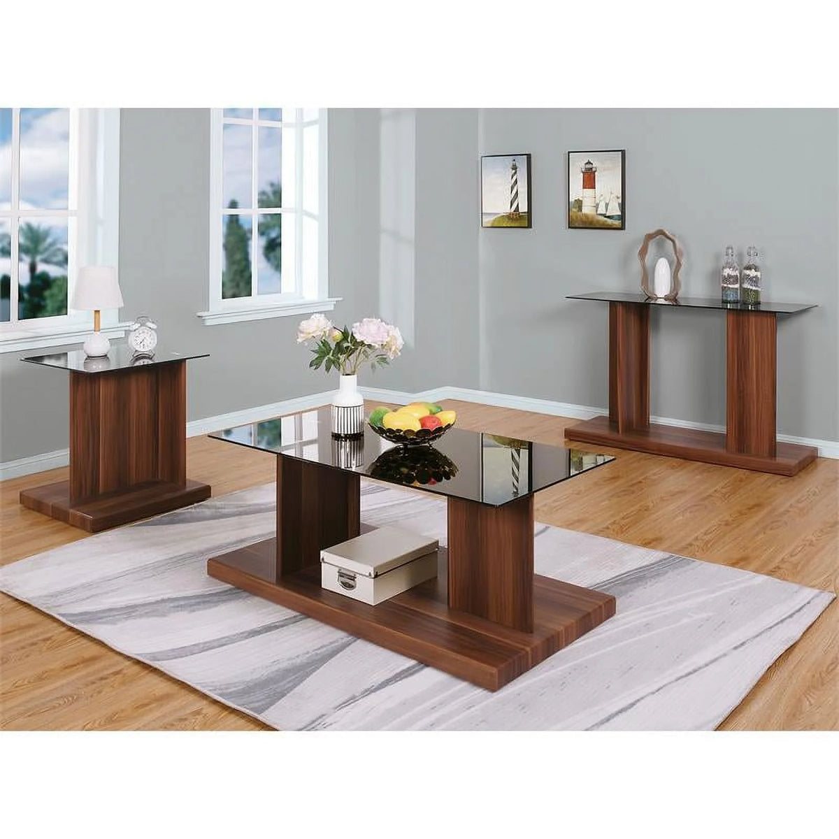 Contemporary Wood Coffee Table in Dark Walnut H225028