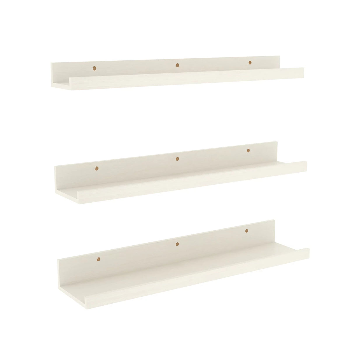 24 Inch Creamy White Beige Wood-Grain Floating Shelves Set of 3 Y258366