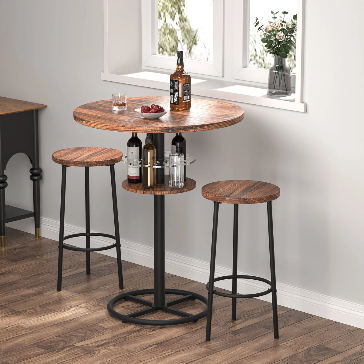 Round Bar Table with Wine Rack R670