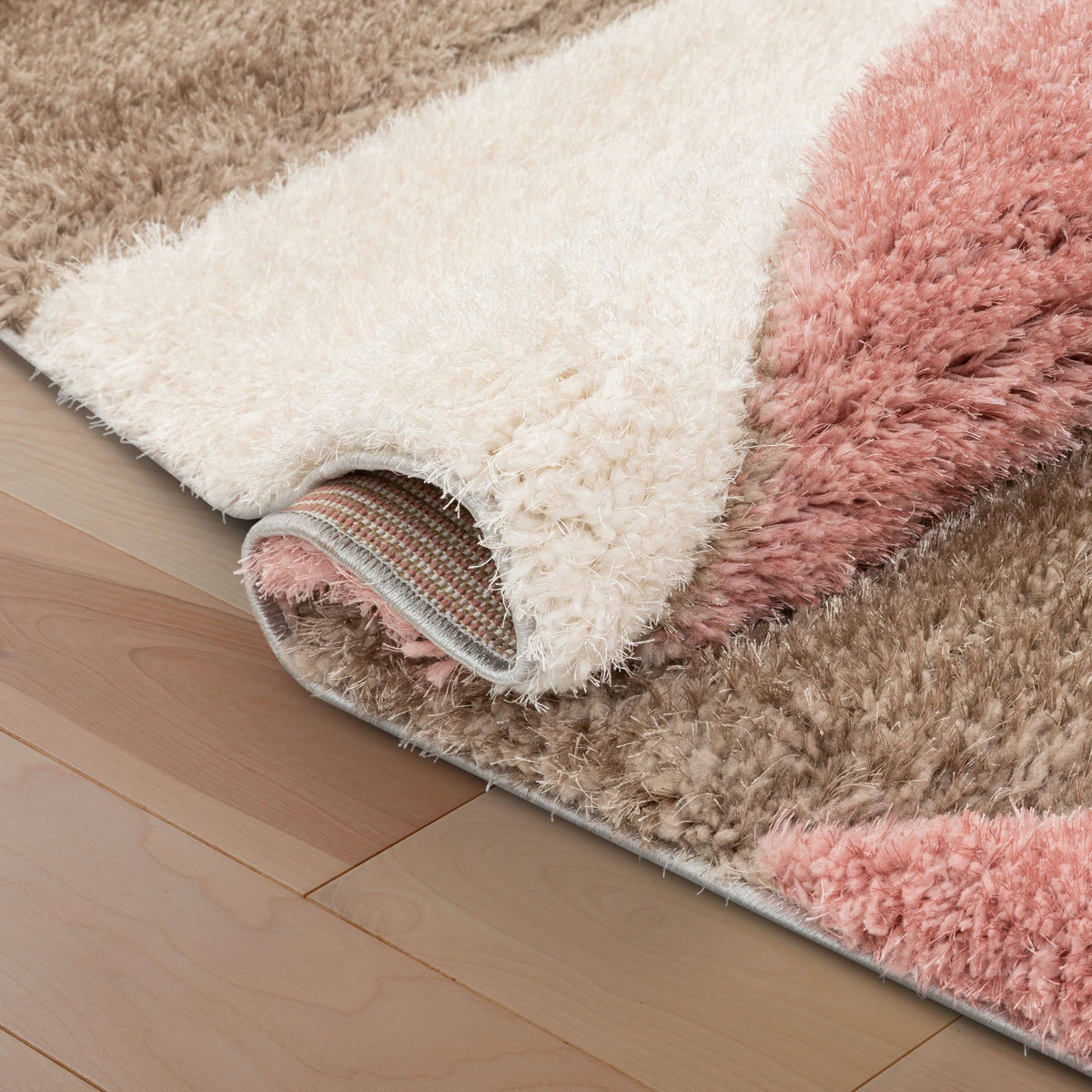 Shag Grey Blush 3D Textured Thick Soft Rug R241