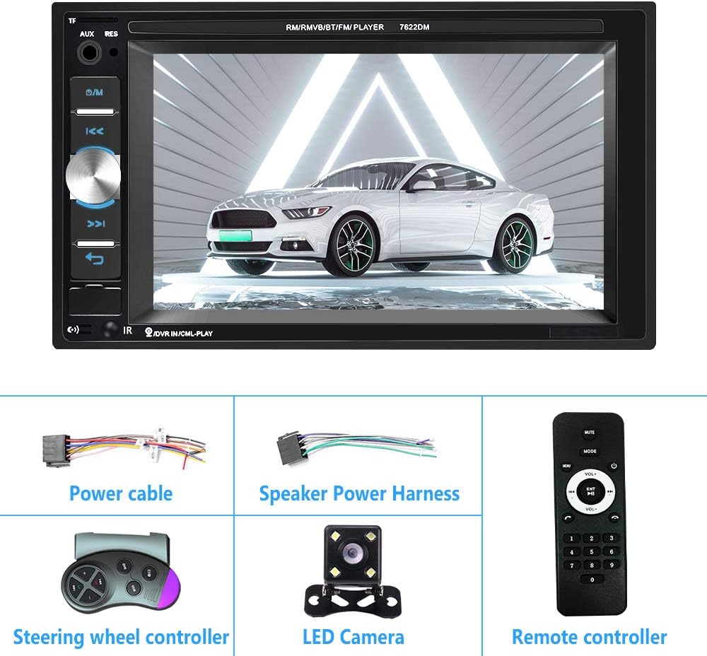 6.2 Inch Double Din Car Multimedia Player with Bluetooth, USB, SD, FM Radio Receiver, Backup Camera Pack of 2 I65880